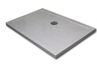 Stone resin shower tray in sparkle finish with silver chrome waste.