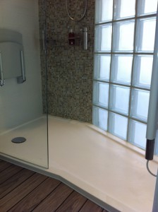 Made to measure shower tray in bathroom extension.