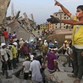 Bangladesh tragedy in April 2013 -  volunteers try to find survivors.