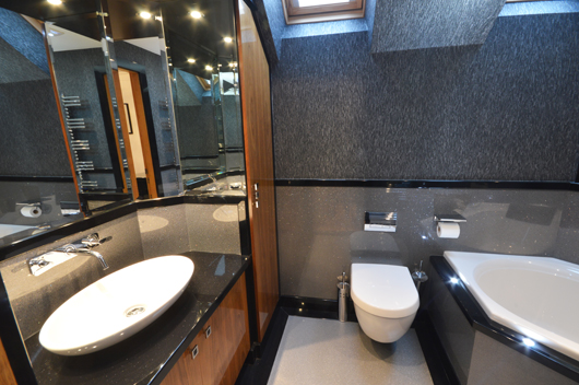 Luxury bathroom design in silver and black sparkle