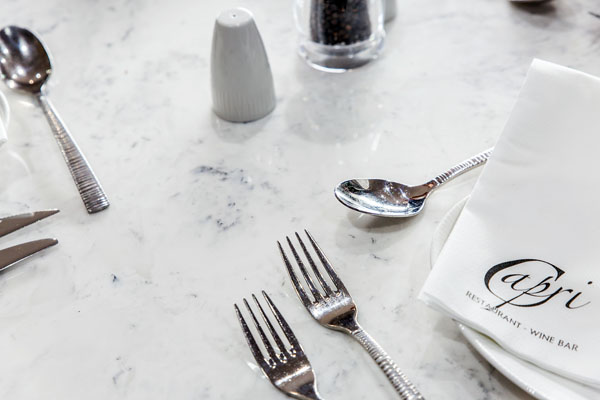 White marble table top
