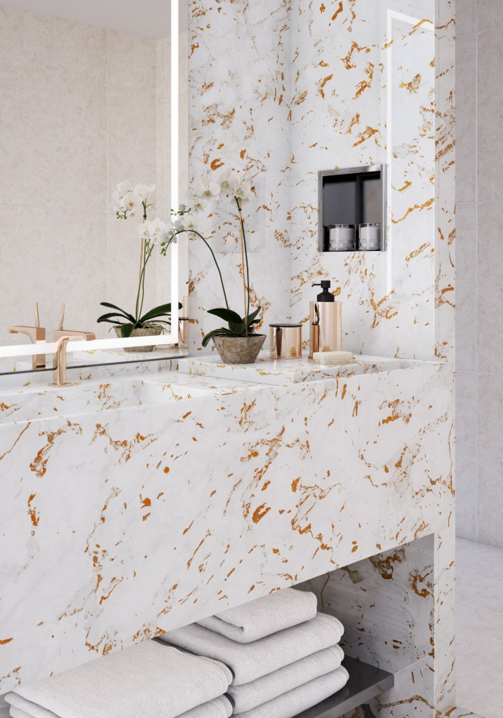 Marble bathroom with Versital metallic marble