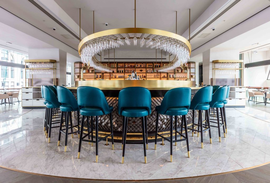 Shortlisted for the Restaurant and Bar Design Award - VIVI Bar design with gold elements