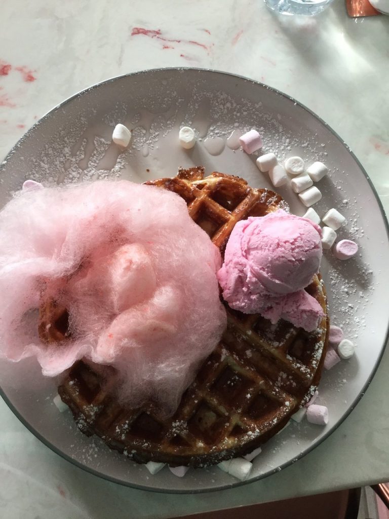 Sugar treats on blush, pink marble finish table tops