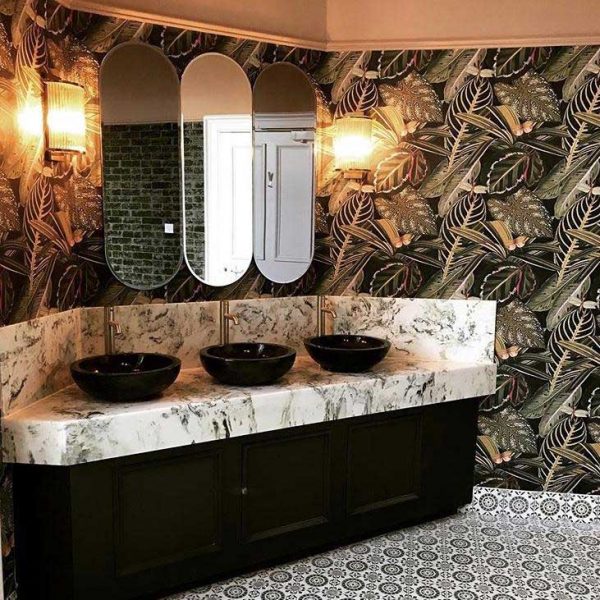 Bathroom Interior with Moss Green