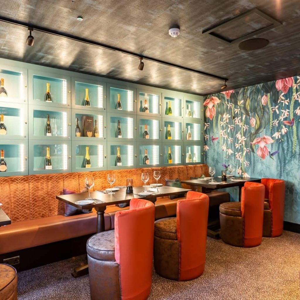 Funky and exciting wallpaper and decor for this hospitality design