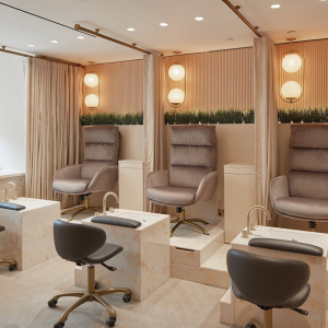 Luxury Nail salon decor with cream marble