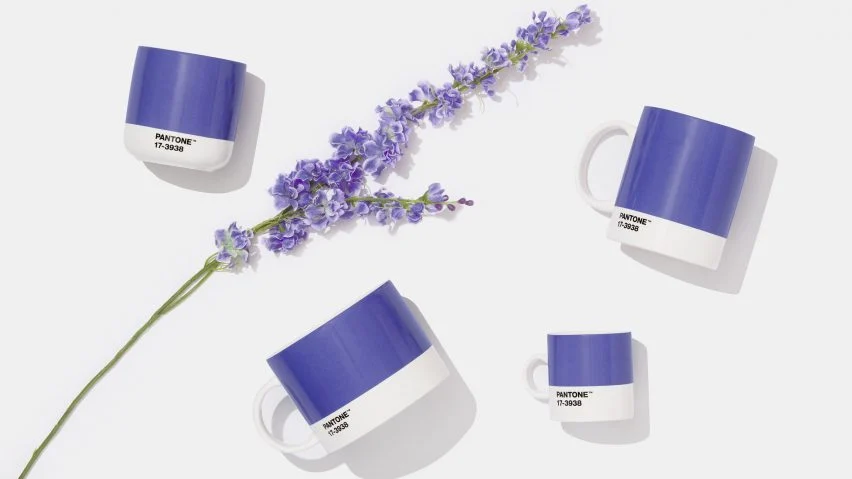 A happy feeling Lavender purple shown here on pantone branded mugs