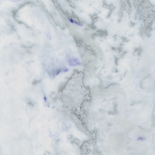White marble with purple veins and a touch of silver