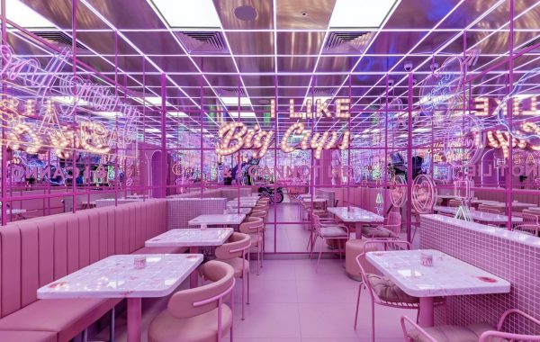 Pink themed coffee shop from luxury coffee brand EL & N Soho London
